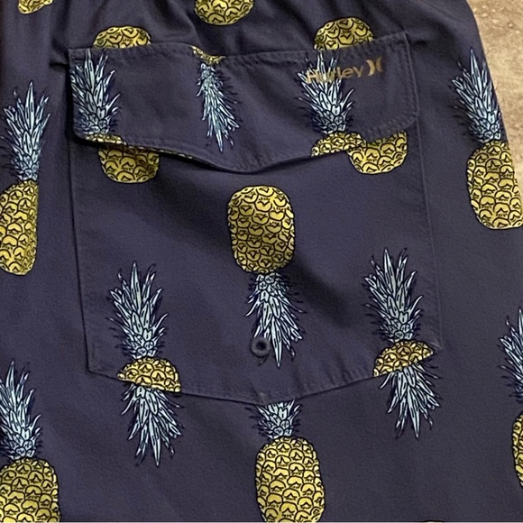 Hurley Men's Hawaiian Pineapples Lined Shorts Multicolor Size L Drawstring Swim - Picture 7 of 8